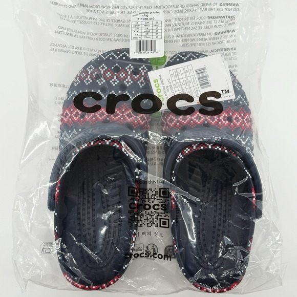 Crocs Baya Holiday Graphic Clog Mens Size 9 Navy Blue Fair Isle Comfy Gift‎ NWT main image 10